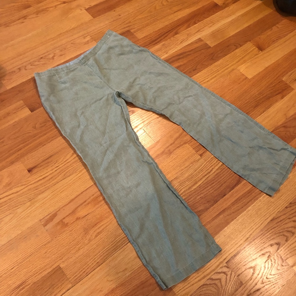 Sage green 100% linen pants